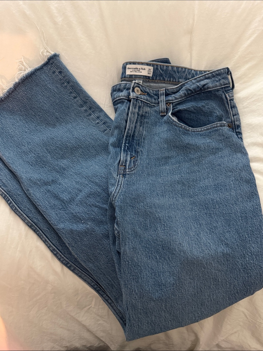 Abercrombie & Fitch Women's High-Rise Straight Leg Jeans - Denim Blue